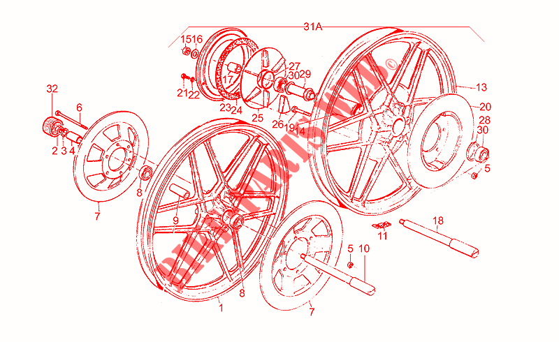 Alloy wheels para MOTO GUZZI T3 e Derivati Calif./T4/Pol./CC/PA 1985